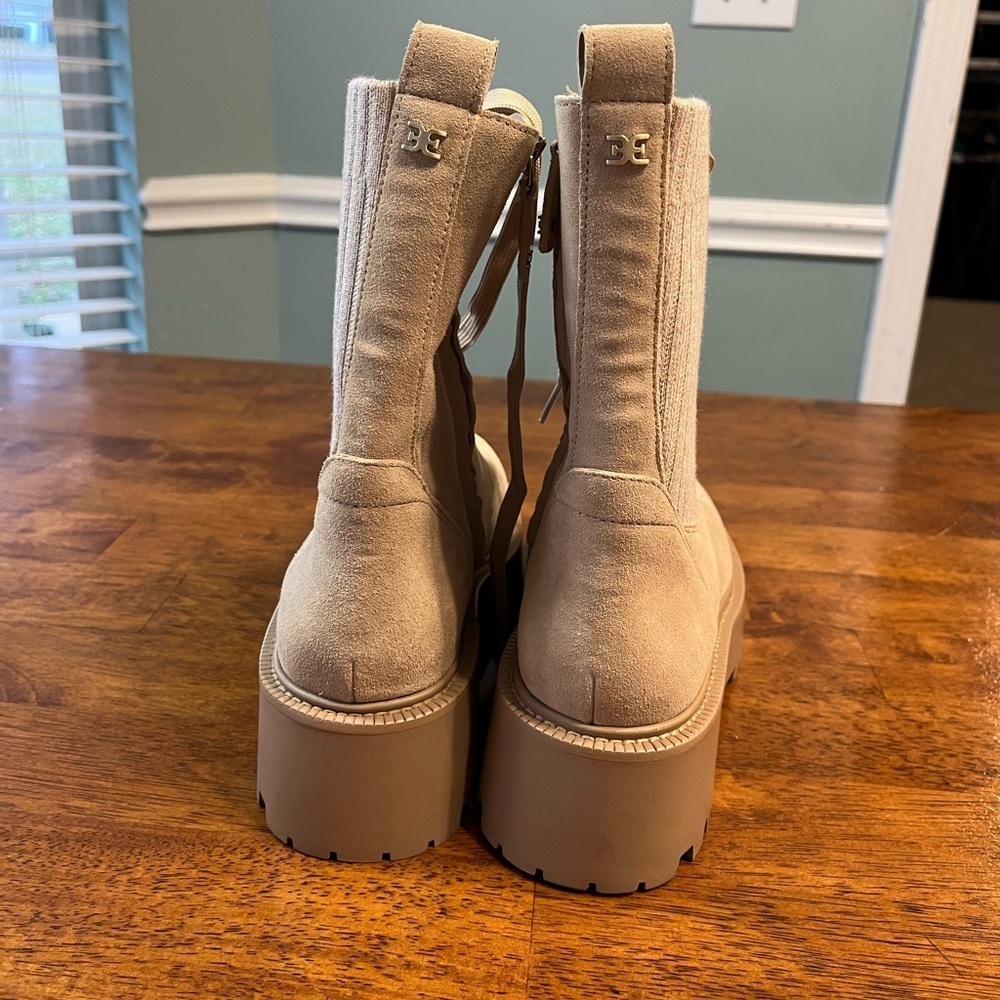 New Sam Edelman Evina Combat Platform Boot Sesame Suede size 8 - Picture 2 of 10